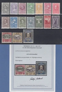 Österreich 1910 Kaiser-Geburtstag Mi.-Nr. 161-177 kpl. Satz ** mit BPP-Attest  - Bild 1 von 3