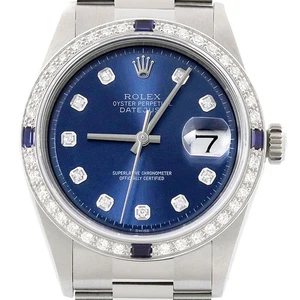 Orologio Uomo Rolex Datejust Oro Bianco 18K Acciaio Blu Diamante Zaffiro - Foto 1 di 7