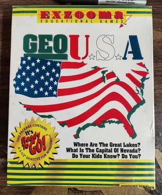 Geo U.S.A. by Exzooma Educational Games (1994, Windows, 3-1/2" Floppy Disk) NEW - Image 1 of 4