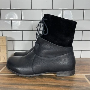 Think! Womens Size EU 36 Shoes Black Leather Suede Lace Up Side Zip Ankle Boots - Picture 1 of 15