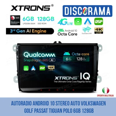 AUTORADIO ANDROID 10 STEREO AUTO VOLKSWAGEN GOLF PASSAT TIGUAN POLO 6GB 128GB - Immagine 1 di 4