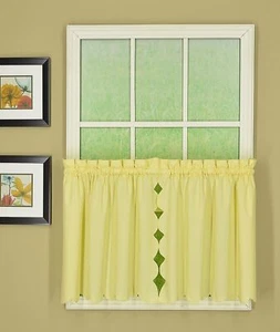 N Orleans Scallop Curtain Buttercup 24" Tier Pair 60" W X 24" L But - Picture 1 of 4