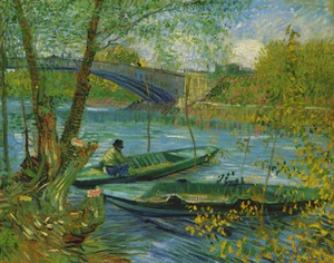 Vincent Van Gogh Fishing In Spring The Pont de Clichy Canvas Print 16 x 20 - Picture 1 of 1