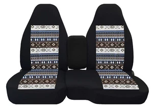Fundas asiento coche camión negro-azteca beige marrón se adapta 98-03 Chevy S10 60-40 respaldo alto - Imagen 1 de 10