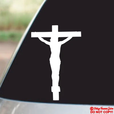 JESUS CHRIST CRUCIFIXION CRUCIFIX CHRISTIAN CROSS Vinyl Decal Sticker Car Window - Image 1 of 2