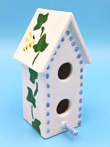Decorative White Ceramic Mini Bird House 5'' X 2'' Cover