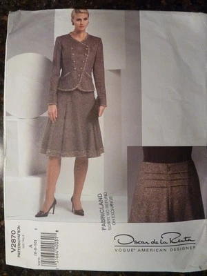 Vogue V2870 Misses Jacket & Skirt Oscar de la Renta 2005 Pattern size 6-10 Uncut - Image 1 of 2