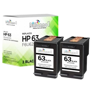 2PK for HP 63XL F6U62AN Black Deskjet 2134 2136 3631 3633 3635 3637 3638 - Picture 1 of 2