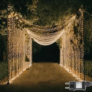 Tenda Luminosa Interno Impermeabile Luci Natale Esterno Cascata per Giardino - Foto 1 di 13