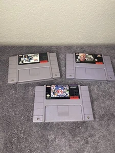Lot of 3 Super Nintendo  Football Games, NFL Quarterback Club, Madden 96, TESTED - Picture 1 of 9