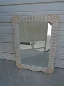 Wicker Mirror Pier one 1 Imports Jamaica Rattan Regency Cottage Tropical Boho - Picture 1 of 10