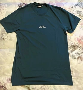 New Era Essential Script Blue T-Shirt - Excellent Condition - Picture 1 of 2