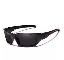 Kingseven Men's Wraparound Polarized Sunglasses Black/Red UV400 Driving Fishing