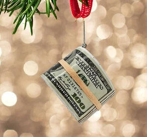 NEU GELD BARGELD Weihnachtsschmuck Dollar 100 $ Glasknebel Geschenk Tausch 1513 - Bild 1 von 8