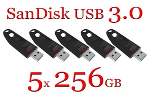 LOT 5x SanDisk 256GB Cruzer Ultra USB 3.0 Flash Drive SDCZ48-256G read 150 MB/s - Photo 1/13