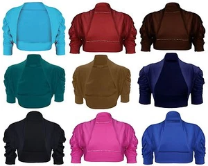 New Kids Girls Ruched Sleeves Bolero Shrug Cardigans Age 3-13 Years - Picture 1 of 11