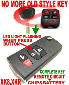 ALLin1 STYLE FLIP CHIP KEY REMOTE FOR JAG XK8 XKR KEYLESS ENTRY TRANSPONDER FOB - Picture 1 of 3