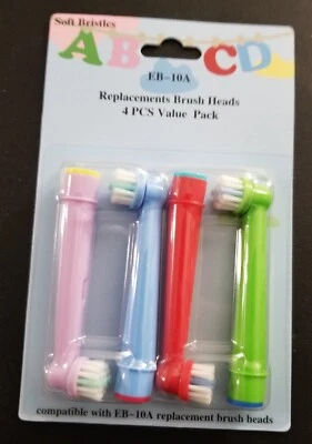 CHILDREN'S ELECTRIC ORAL-B TOOTHBRUSH REPLACEMENT HEADS - (4 pack Soft EB-10A) √ - Image 1 of 2