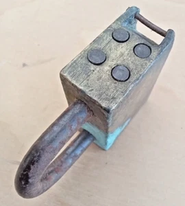 ANTIQUE EUROPEAN LOCK *** VERY UNUSUAL *** FOUR PIN KEY MISSING *** - Picture 1 of 6