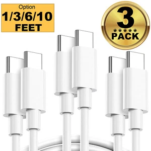 3x USB-C to USB-C Cable Fast Charger Type C Charging Cord Data SYNC 1/3/6/10 Ft - Picture 1 of 19