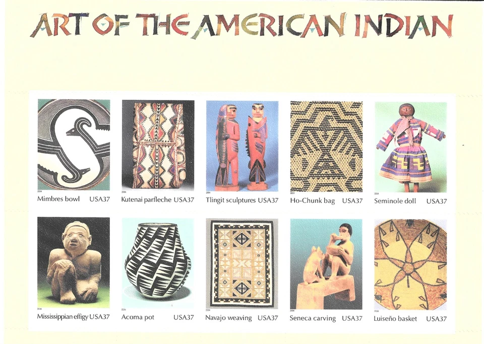 us stamps unused nh og   Art Of The American Indian  Scott# 3873  CV $15.00 - Image 1 of 1