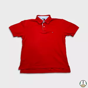Tommy Hilfiger camicia uomo grande rossa Tommy Flag preppy casual manica corta polo - Foto 1 di 5