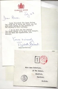 1980 CLARENCE HOUSE EIIR Chiffre Handstempel mit Brief von Elizabeth Basset, Lady - Bild 1 von 1