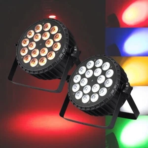 2pcs 18x18w rgbwa uv 6in1 LED Flat Par Can Light RDM DMX512 dj stage lighting - Picture 1 of 13