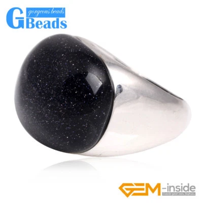 Oval Cat Eye Sandstone Beaded Tibetan Silver Fashion Ring Beads Charm 19x25mm - Image 1 of 4