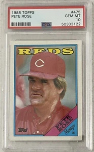 PSA GRADED 1988 Topps #475 Pete Rose HOF REDS TEAM CHECKLIST GEM MINT 10 - Bild 1 von 2