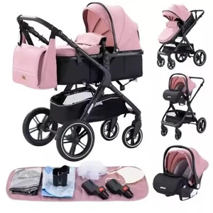 Passeggino 3in1 trio baby carrozzina ovetto bambini neonati leggero Rosa ✅ - Foto 1 di 1