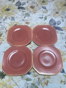 Vintage Homer Laughlin Wells Art Glazes 1 Peach Pink Rose 8" Square Plate Nice! - Picture 1 of 10