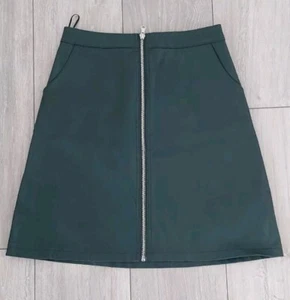 Faux Leather short Skirt Green Zip Up Front. size XS - Picture 1 of 6
