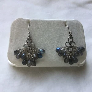 Me & Ro Labradorite Sterling Silver Short Flower Earrings-Retired-New With Tags - Picture 1 of 5