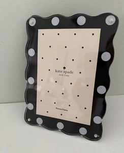 New Kate Spade Photo Picture Frame 5 x 7 Black White Polka Dots Modern Wave - Picture 1 of 5