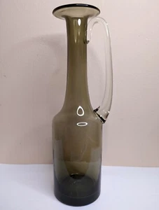 70s Vintage Smoked Glass Jug Pitcher Vase MCM Krosno Polish Mid Century Retro - Picture 1 of 7
