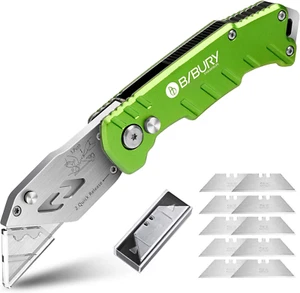 Utility Knife, Upgraded Version Heavy Duty Box Cutter, Pocket Carpet Knife with - Picture 1 of 12