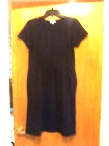 J Jill dunkelblaues Kleid Spitze Häkelbesatz Fit Flare XS Taschen Kurzarm - Bild 1 von 16