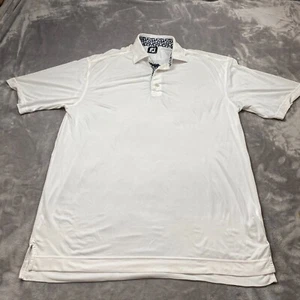 Footjoy FJ Polo Shirt Men's Large White Polyester Stretch Collared Short Sleeve - Picture 1 of 7