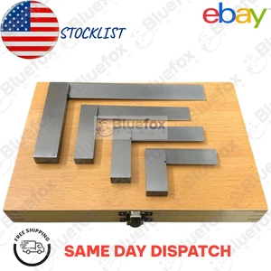 2, 3, 4 & 6 Inch Engineers Square Set 4pc Squares In Wooden Case - Try Square - Picture 1 of 11