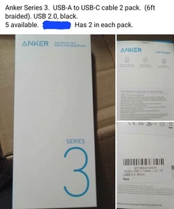 Anker Series 3 USA-A to USA-C Cable Two Pack  - Picture 1 of 2