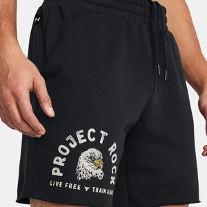 Herren M L Under Armour Project Rock Shorts schwarz Fleece Adler Live Free Train - Bild 1 von 7