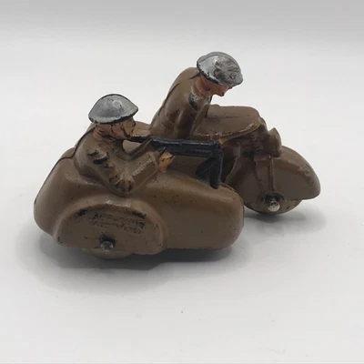Старинный военный мотоцикл Auburn с коляской и солдатиками игрушка из твердой резины - Изображение 1 из 4