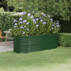 Green Powder-Coated Steel Garden Planter Raised Bed 224x80x68cm Outdoor Yard Use - Picture 1 of 10