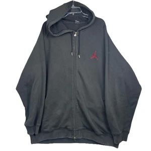 Jordan Flight Club Hoodie Full Zip Men’s 2XL Black Red Distressed Air Cotton - Picture 1 of 11