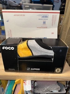 Boston Bruins FOCO NHL Men's Poly Knit Team Slip-on Sole Cup Slippers: XL(13-14) - Picture 1 of 4