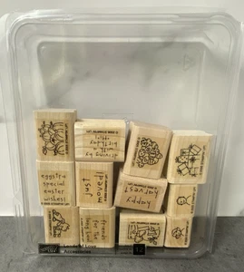 Stampin Up! Loads Of Love 12 Wood Mounted Rubber Stamps moving fall doodles cute - Picture 1 of 4