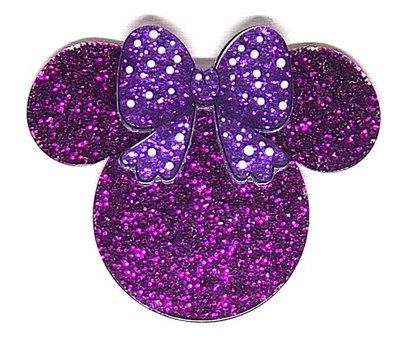 5 Pc - Glitter Minnie - Acrylic Resin Flatback Charms For Badge Reels DIY Crafts - Image 1 of 2
