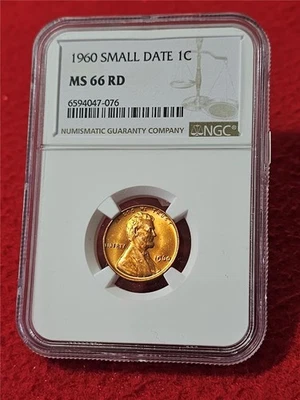 Picker's Delight 1960 Small Date Lincoln Memorial Penny  NGC MS 66 RD     #T5997 - Image 1 of 2