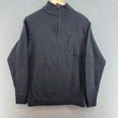 Ibex Sweater Mens Medium Superwash 100% Wool Knit Slim Fit Charcoal 1/4 Zip - Image 1 of 4